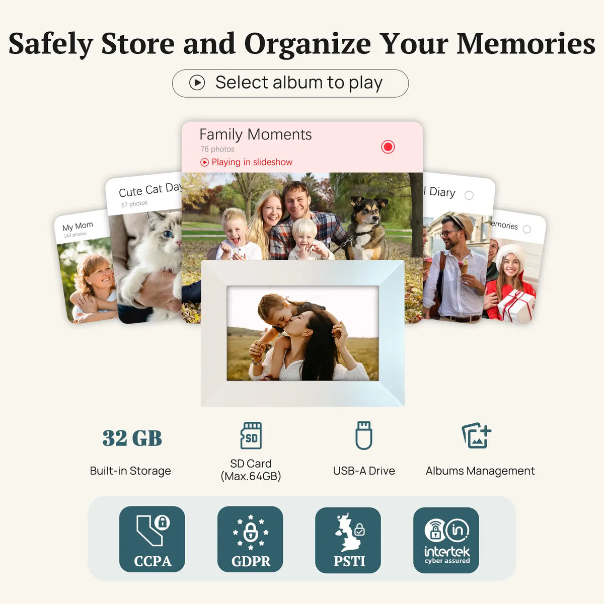 Frameo WiFi Digital Picture Frame 10.1" - Mica White