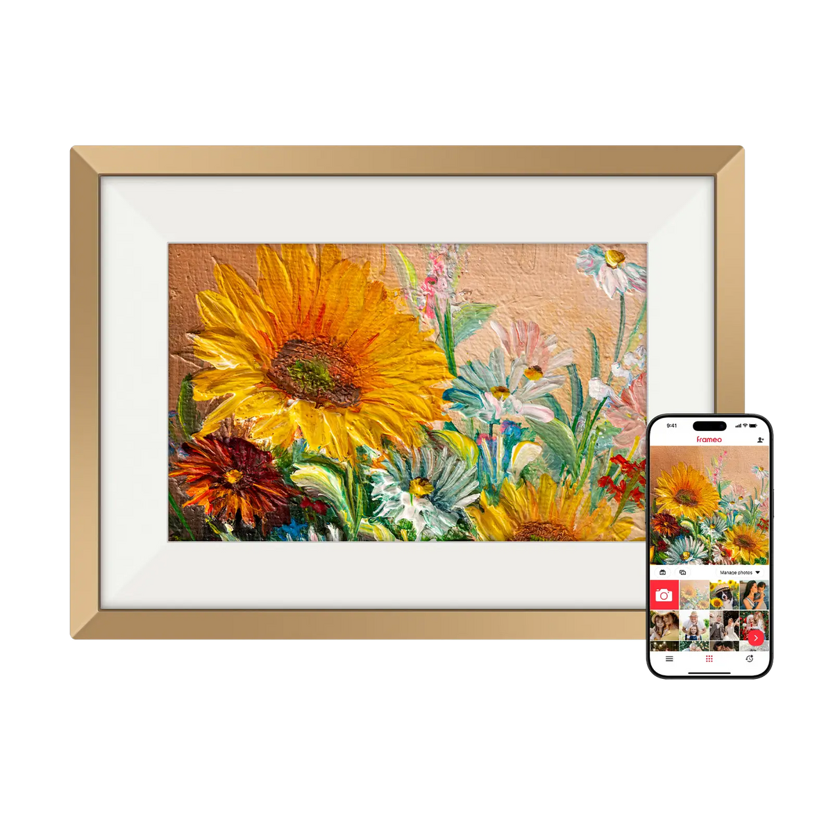 Frameo WiFi Digital Picture Frame 10.1" - Dawn Gold