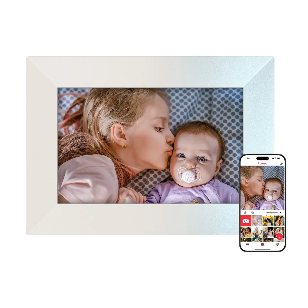 Frameo WiFi Digital Picture Frame 10.1" - Mica White