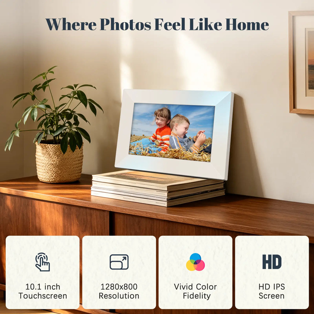 Frameo WiFi Digital Picture Frame 10.1" - Mica White