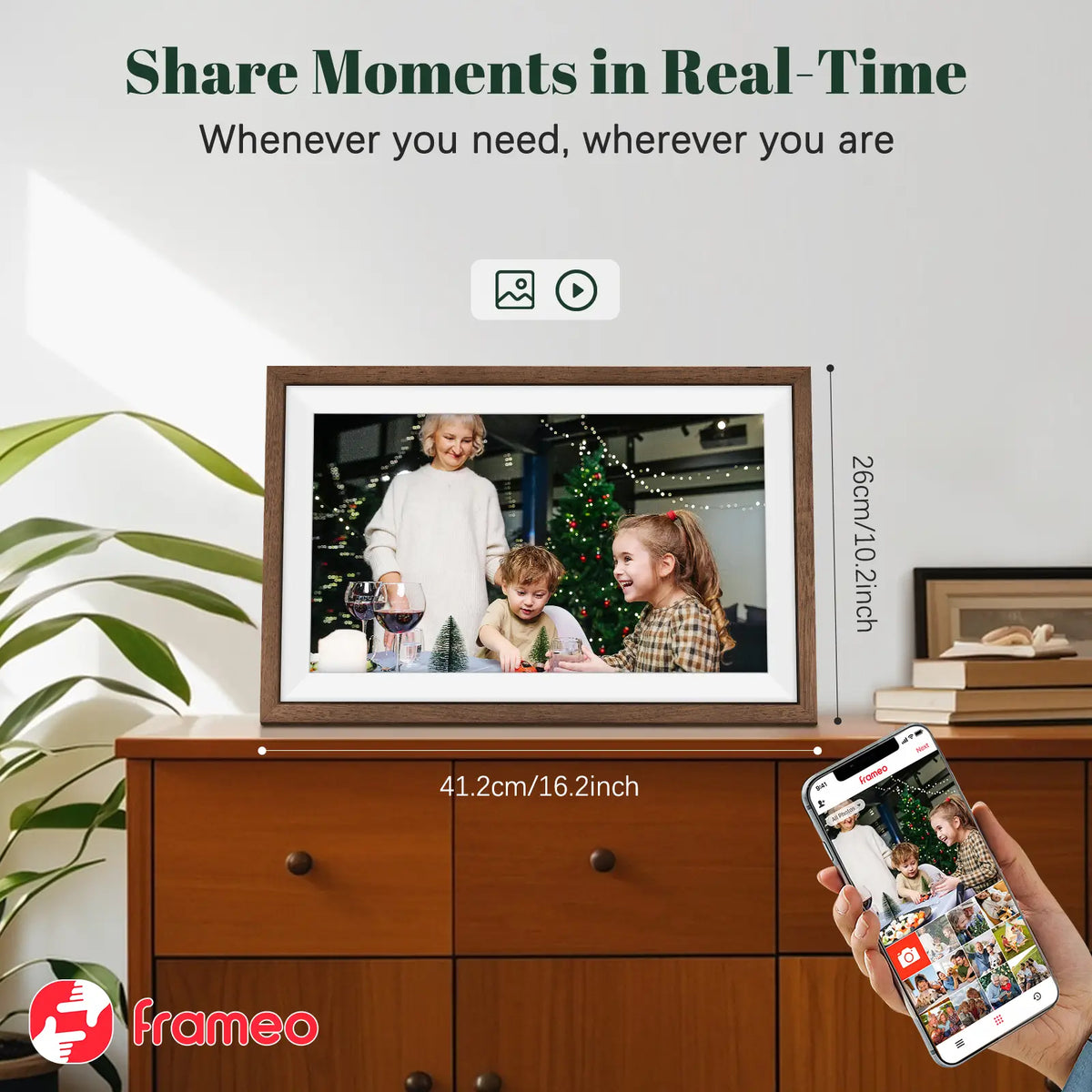 Frameo WiFi Digital Picture Frame 15.6" - Walnut Wood
