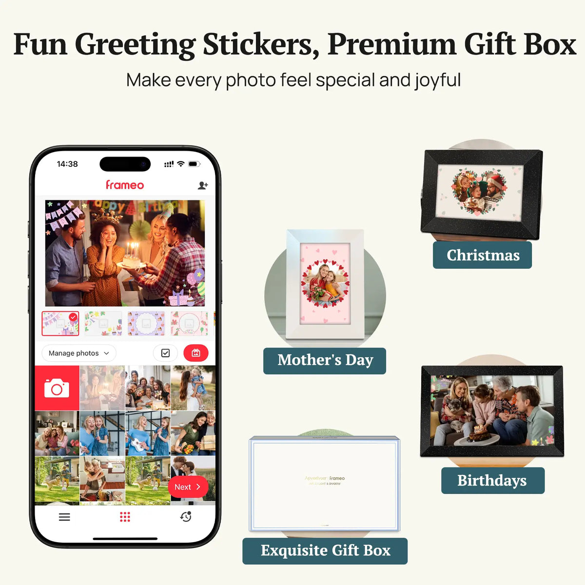 Frameo WiFi Digital Picture Frame 10.1" - Mica White