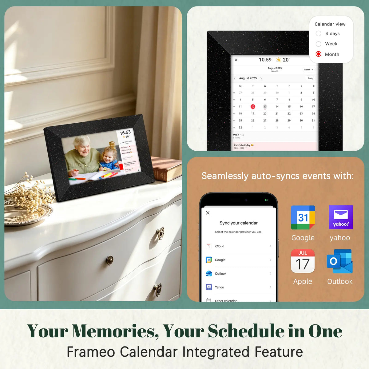 Frameo WiFi Digital Picture Frame 10.1" - E3 Darkstar