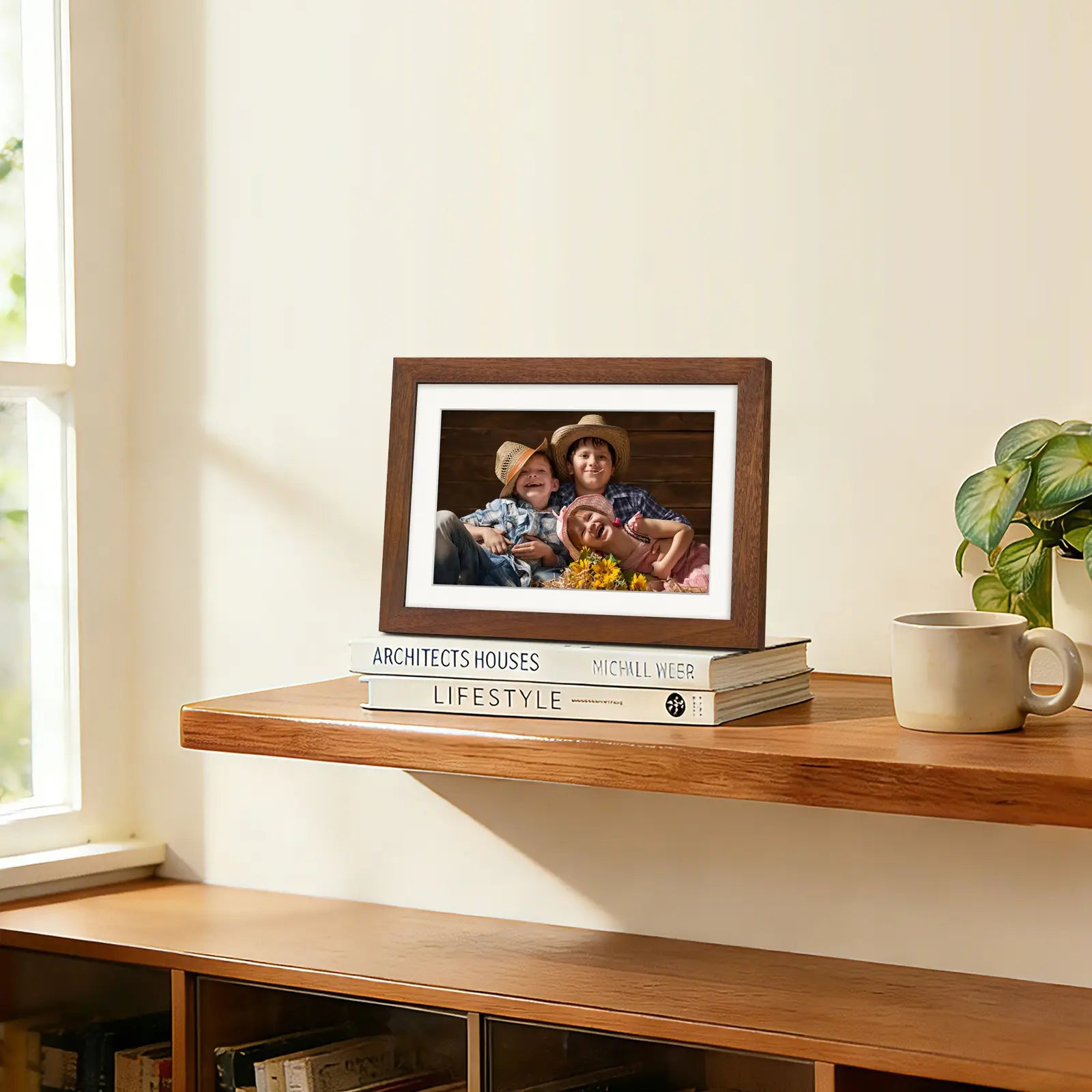 frameo-digital-picture-frame-wood-for-living-room