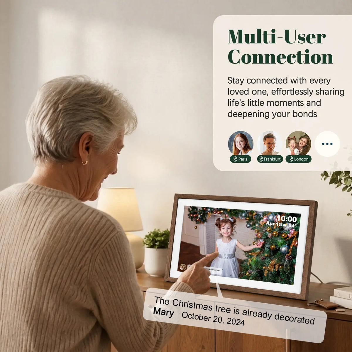 Frameo WiFi Digital Picture Frame 15.6" - Walnut Wood