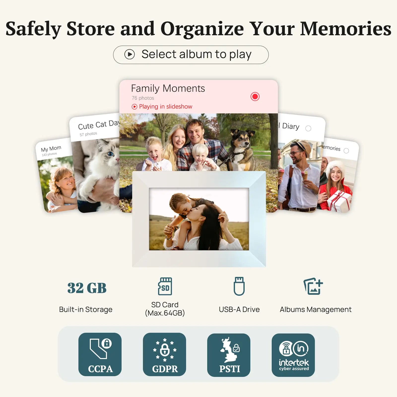 Frameo WiFi Digital Picture Frame 10.1" - Mica White