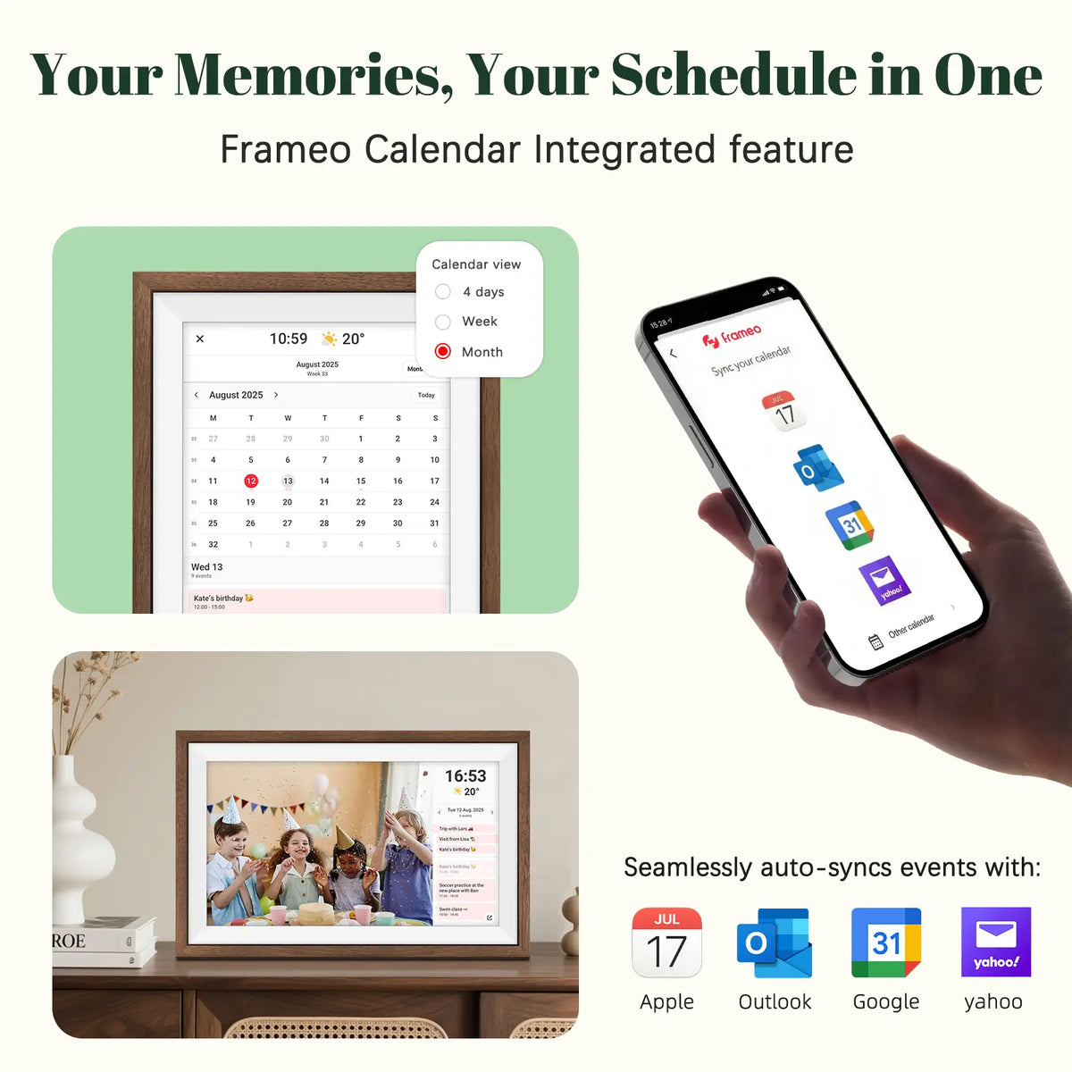 Frameo WiFi Digital Picture Frame 15.6" - Walnut Wood