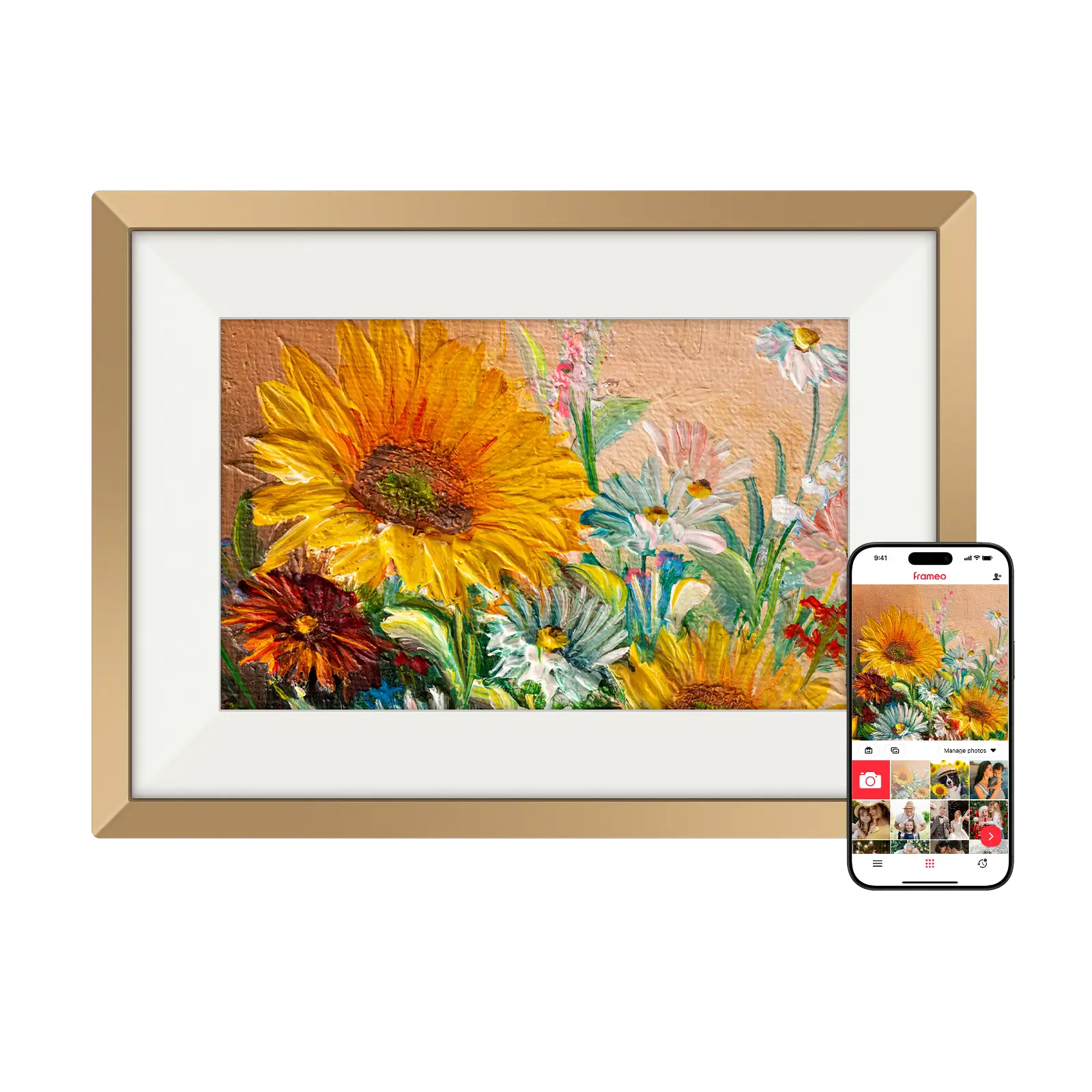 Frameo WiFi Digital Picture Frame 10.1" - Dawn Gold