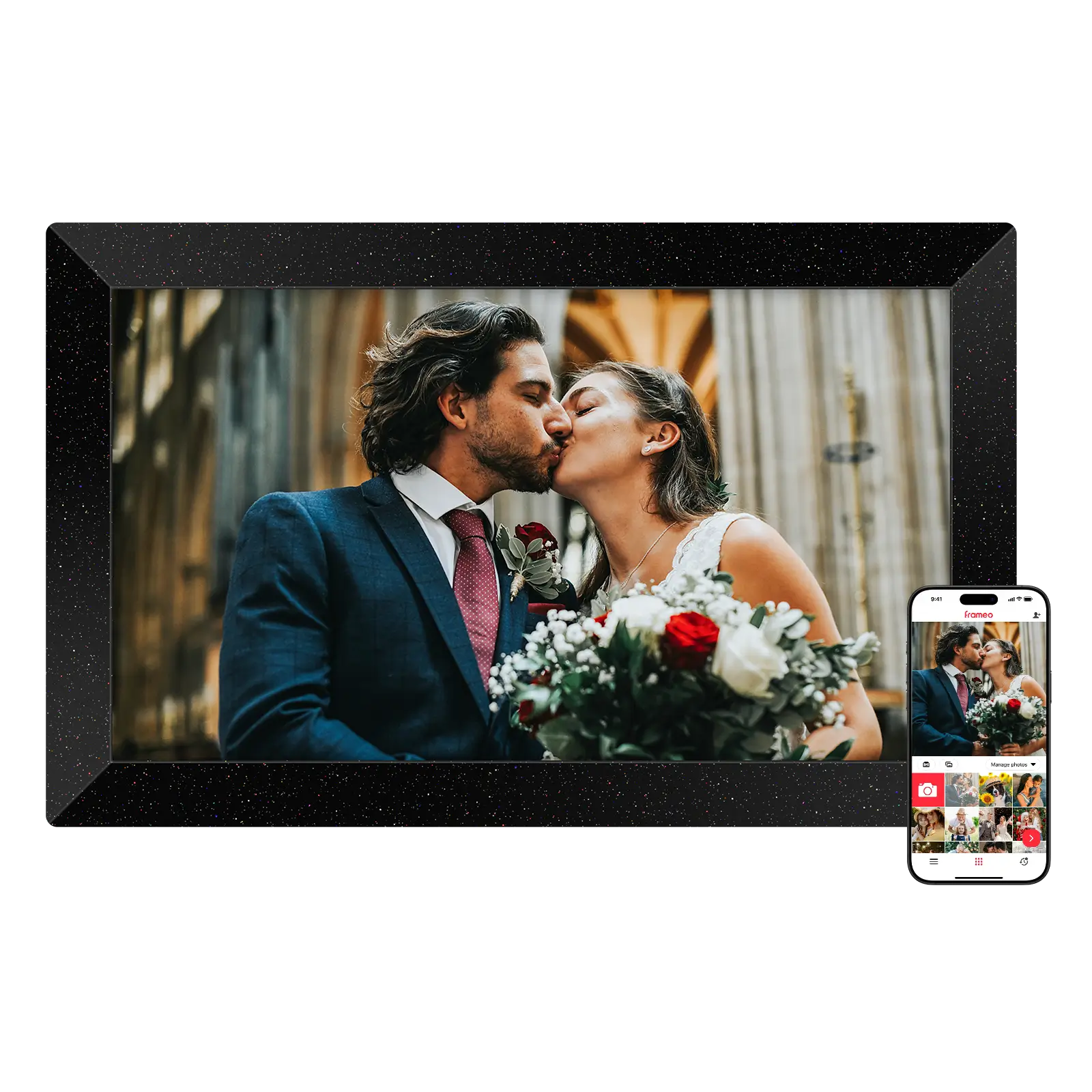 V5 15.6 inch frameo wifi digital picture frame darkstar black