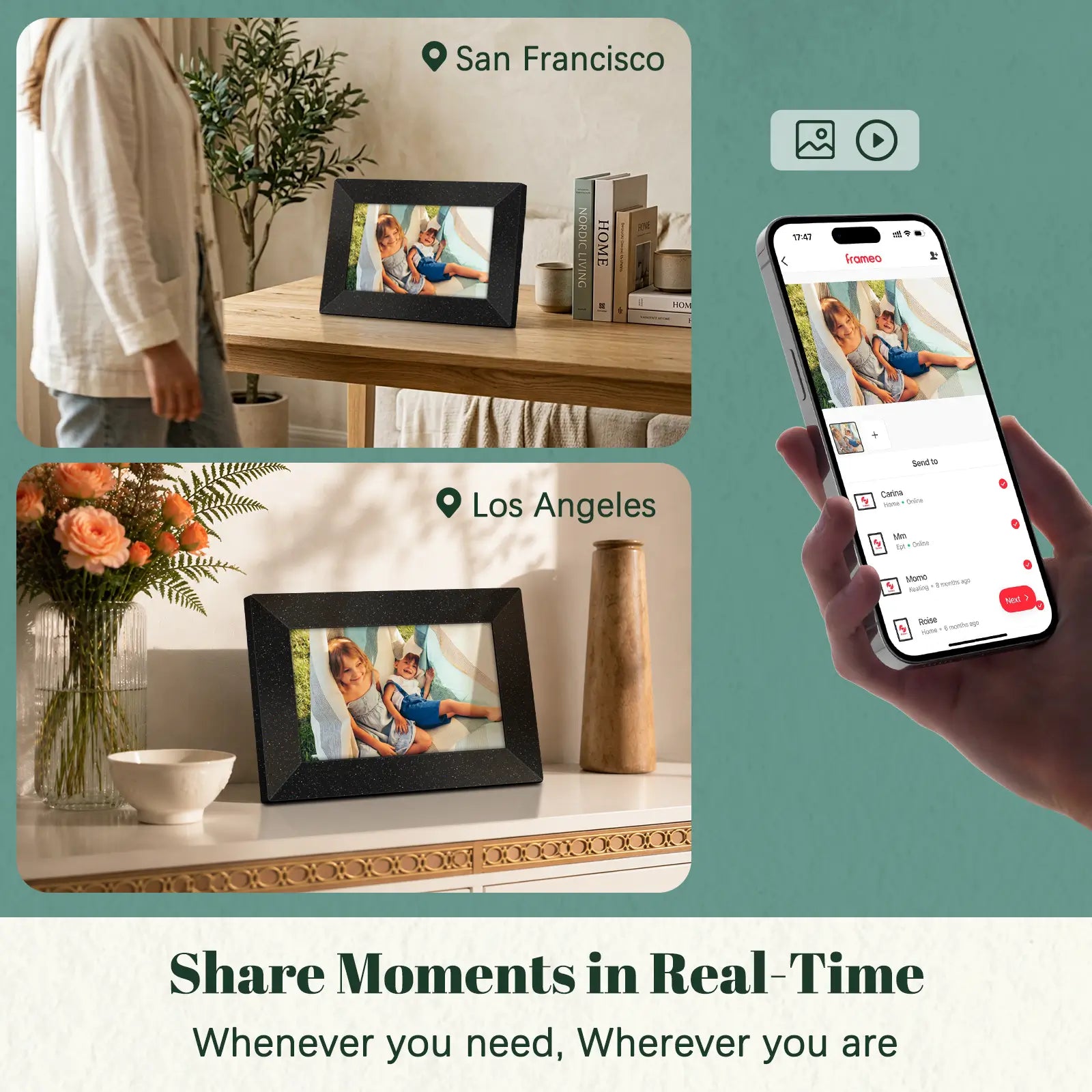 Frameo WiFi Digital Picture Frame 10.1" - E3 Darkstar